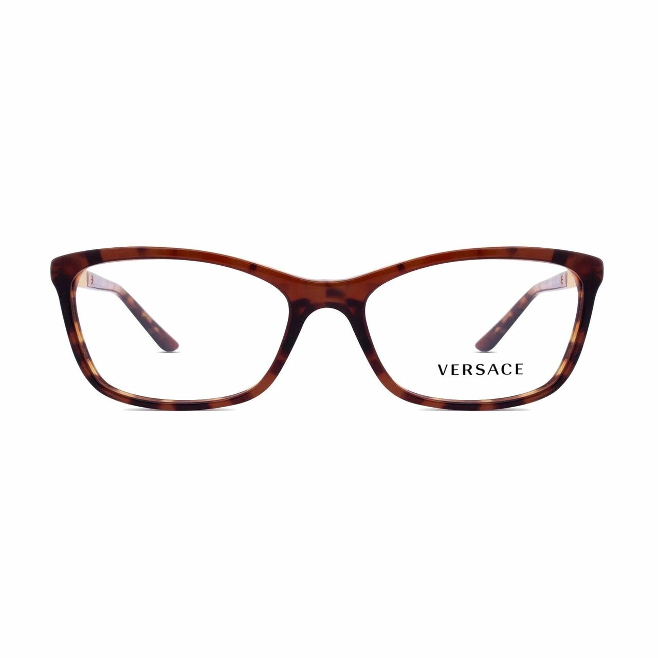 Versace VE3186-5077 Havana Rectangular Women's Plastic Eyeglasses showcasing elegant design and quality craftsmanship.